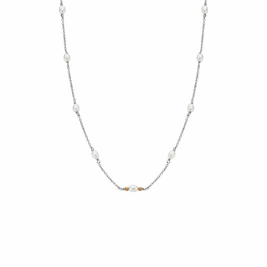 Nature's Wonder Sterling Silver Beachcomber Choker with Pearls