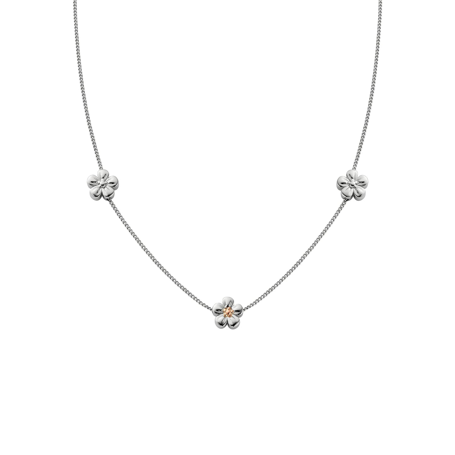 Nature's Wonder Sterling Silver Forget-Me-Not Adjustable Necklace