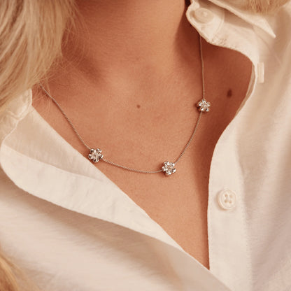 Nature's Wonder Sterling Silver Forget-Me-Not Adjustable Necklace