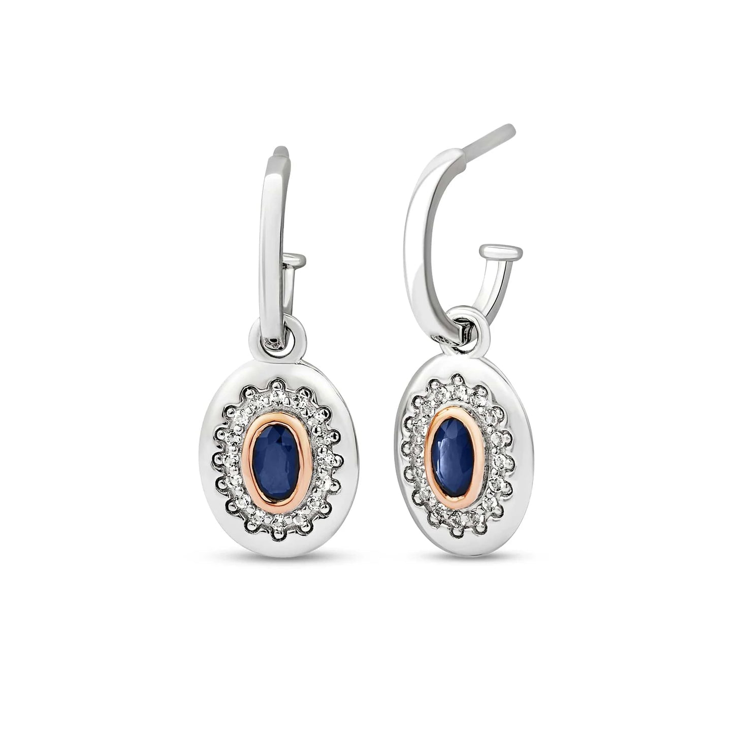 Royal Clogau Sterling Silver Diana Earrings with Sapphires & Topaz