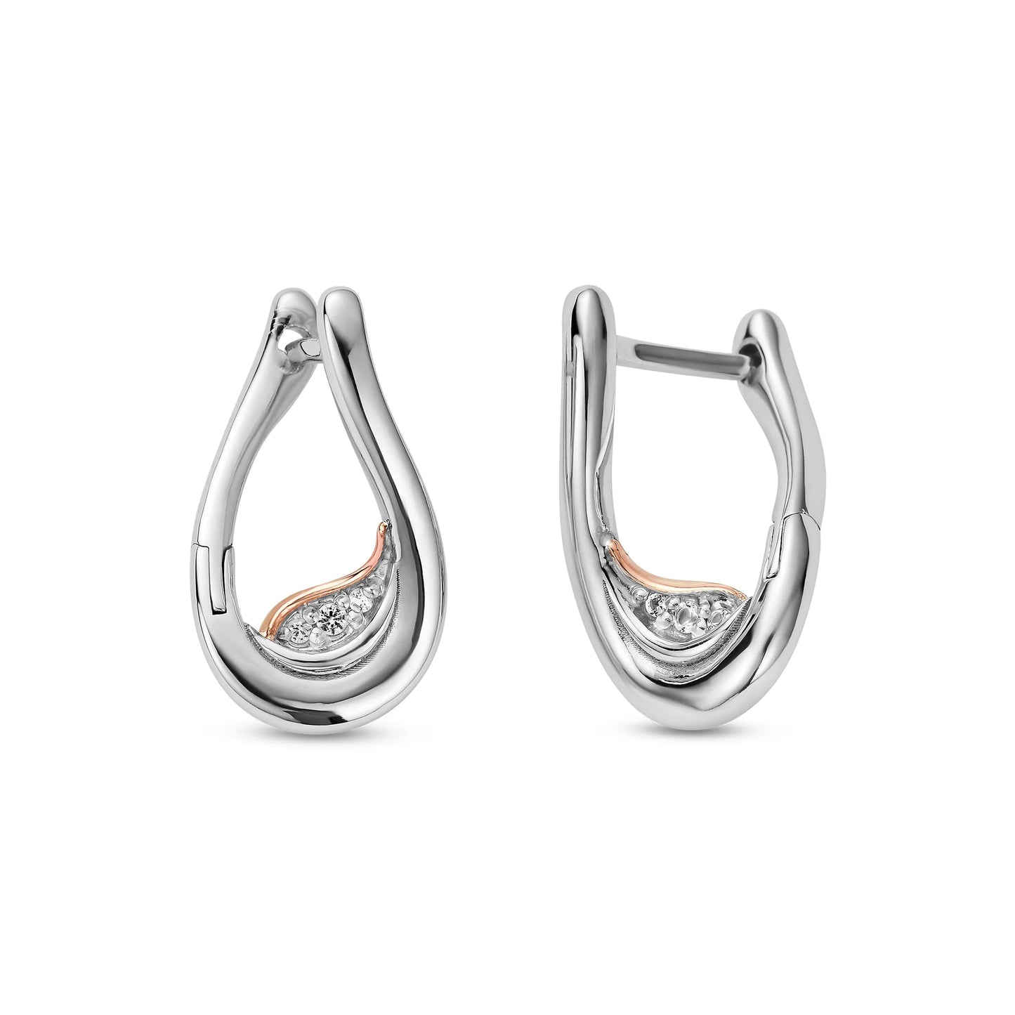 Past Present Future Sterling Silver Twist Hoop Earrings with Topaz