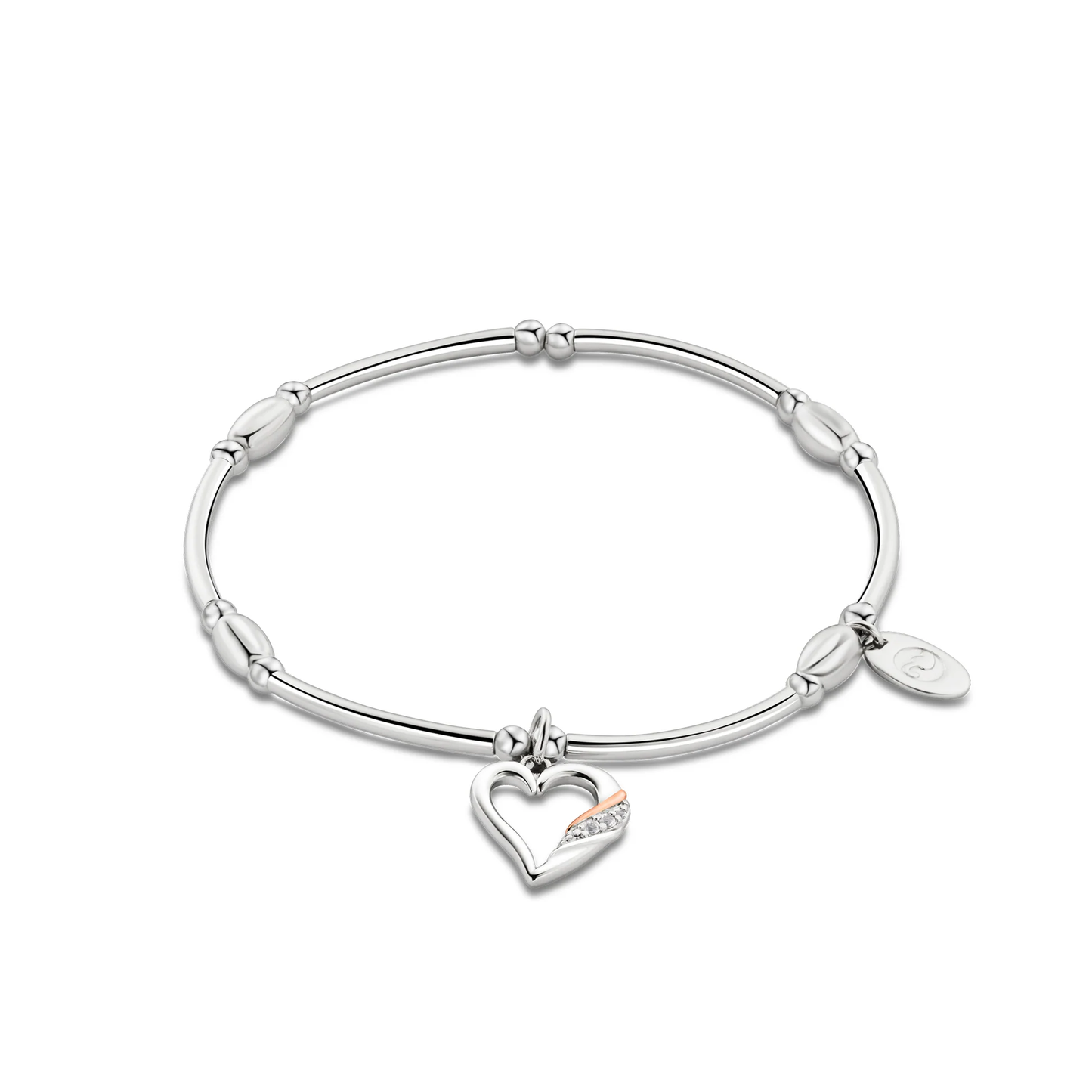 Past Present Future Sterling Silver Heart Affinity Bracelet with Topaz