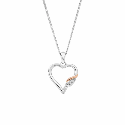 Past Present Future Sterling Silver Heart Pendant with Topaz
