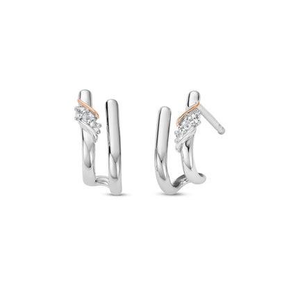 Past Present Future Sterling Silver Curve Stud Earrings with Topaz