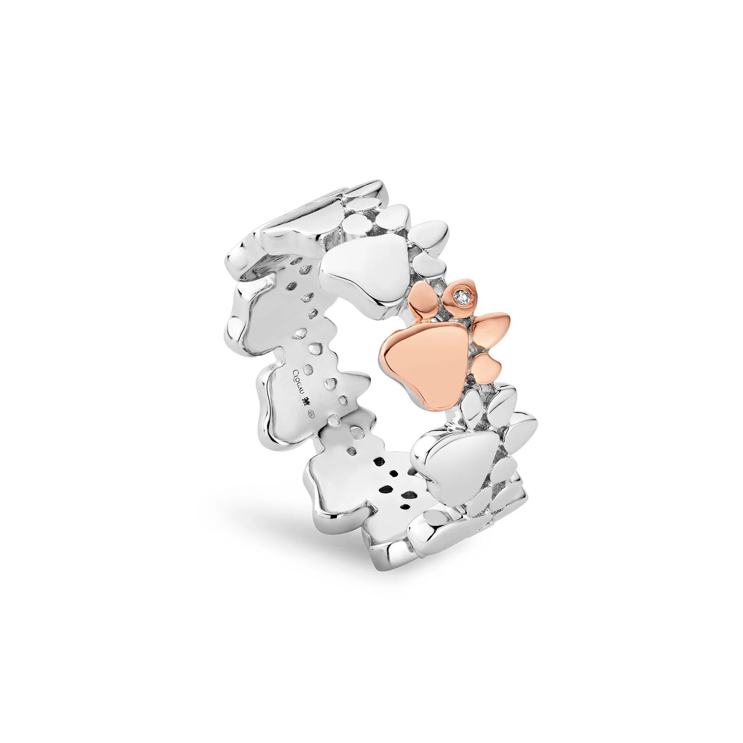 Paw Prints Sterling Silver Multi-Paw Ring with Topaz