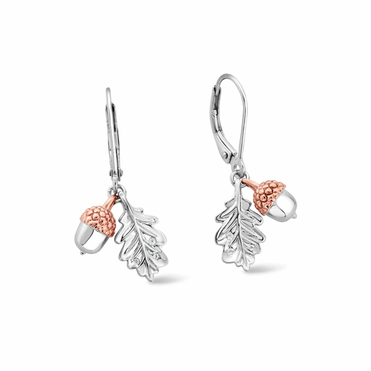 Royal Clogau Sterling Silver Oak Leaf Earrings with Topaz