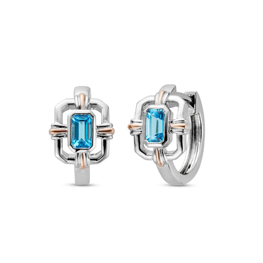 Royal Clogau Sterling Silver Gateways Huggie Hoop Earrings with Swiss Topaz