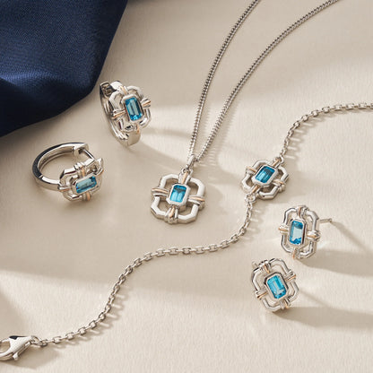 Royal Clogau Sterling Silver Gateways Huggie Hoop Earrings with Swiss Topaz