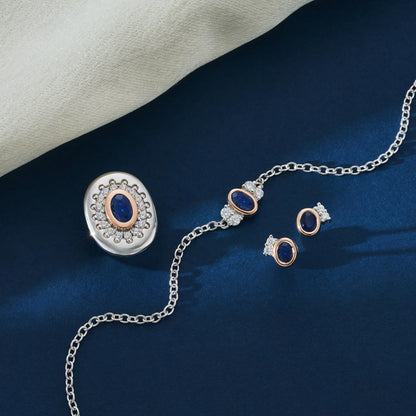Royal Clogau Sterling Silver Diana Bracelet with Sapphire & Swarovski Zirconia