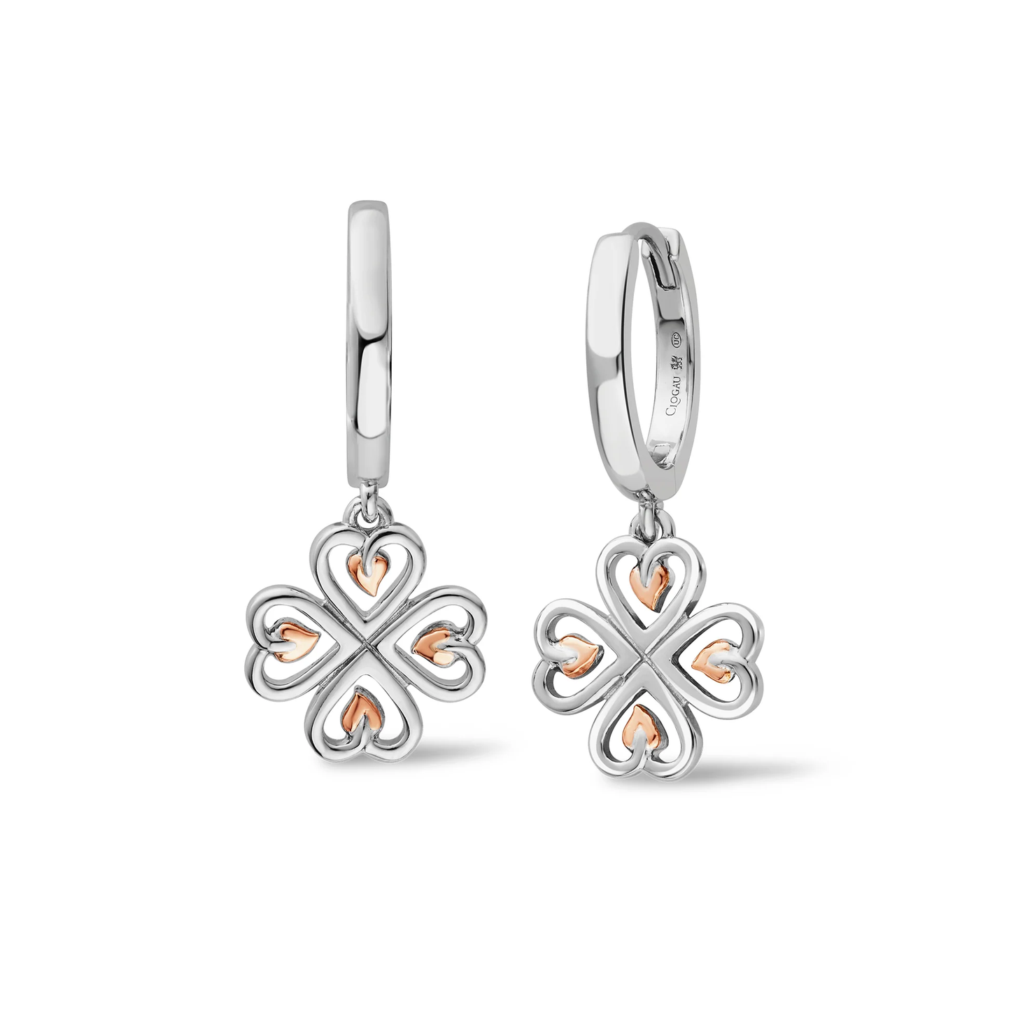 Tree of Life Sterling Silver Heart Drop-Hoop Earrings
