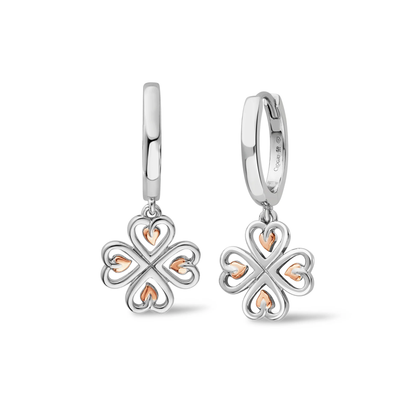 Tree of Life Sterling Silver Heart Drop-Hoop Earrings