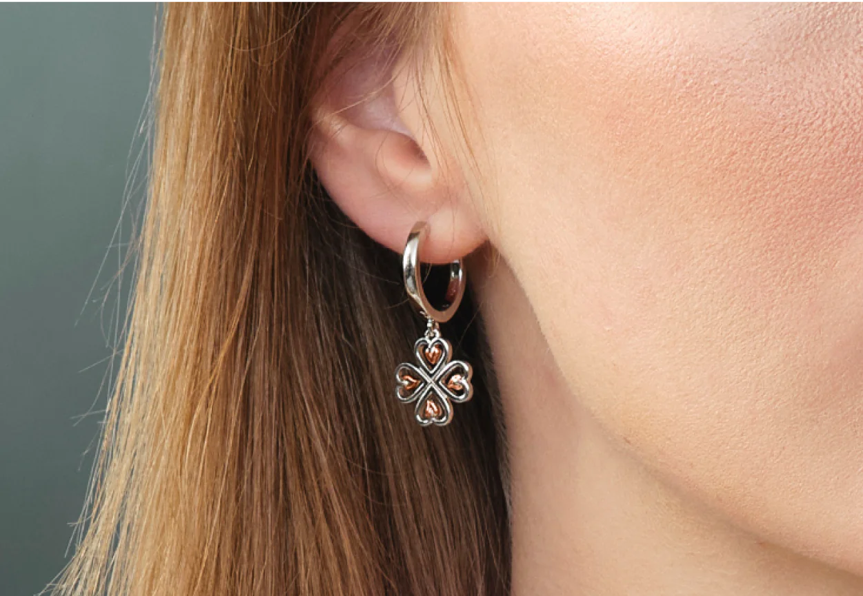 Tree of Life Sterling Silver Heart Drop-Hoop Earrings