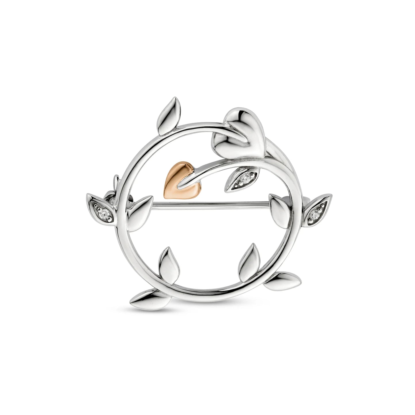Tree of Life Sterling Silver Vine Brooch with Swarovski Zirconia