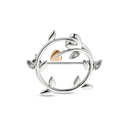 Tree of Life Sterling Silver Vine Brooch with Swarovski Zirconia