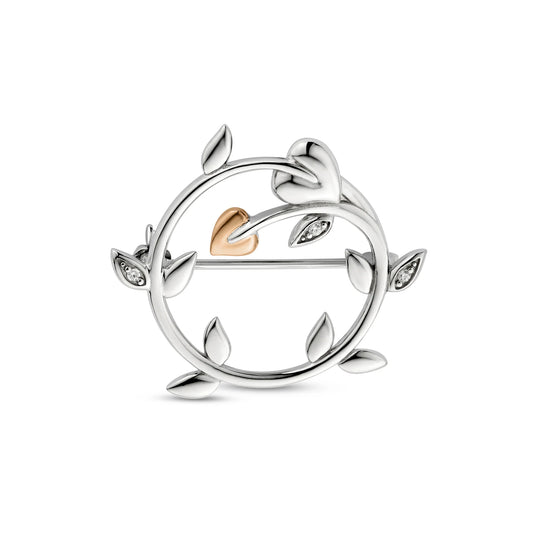 Tree of Life Sterling Silver Vine Brooch with Swarovski Zirconia