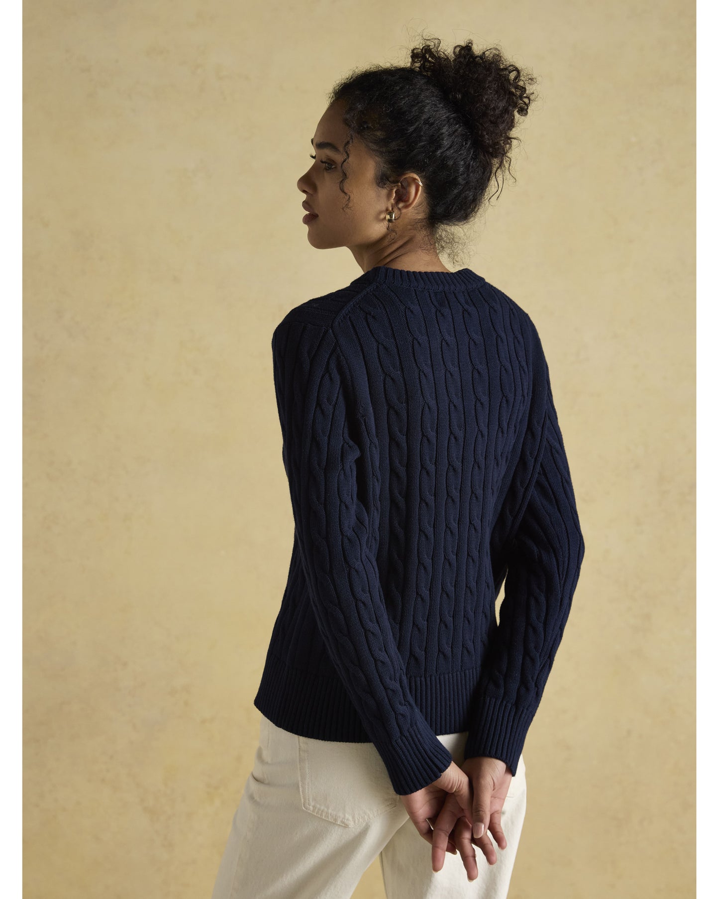 Classic Cable Cotton Crew Neck Jumper