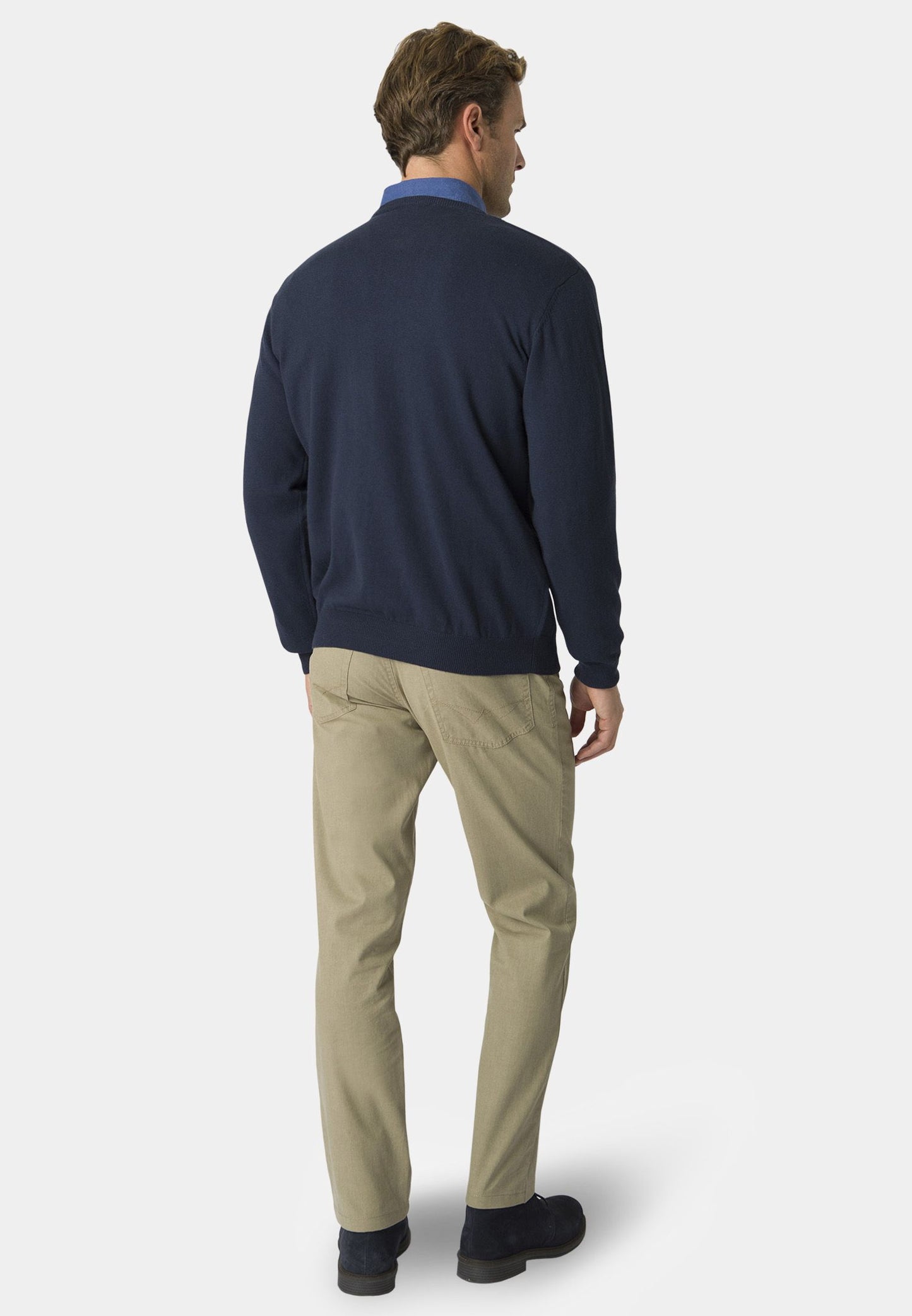 Devon Navy Cotton Merino Crew Neck Jumper