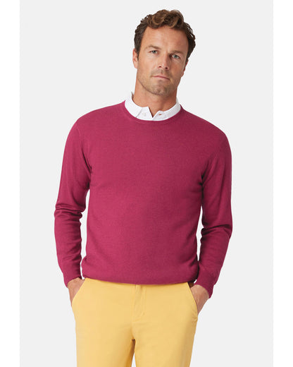 Devon Raspberry Cotton Merino Crew Neck Jumper