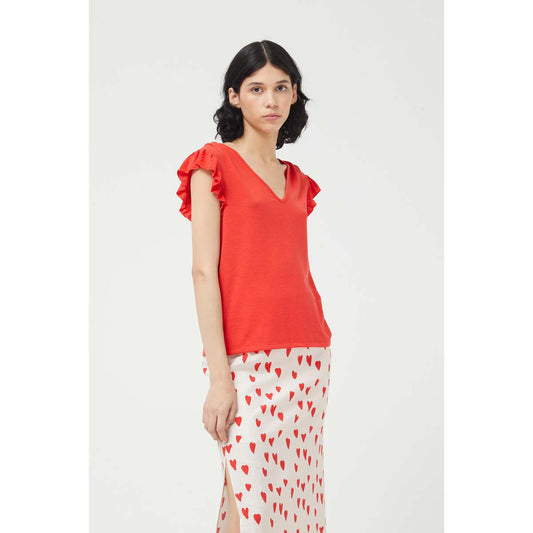Red V-Neck Top