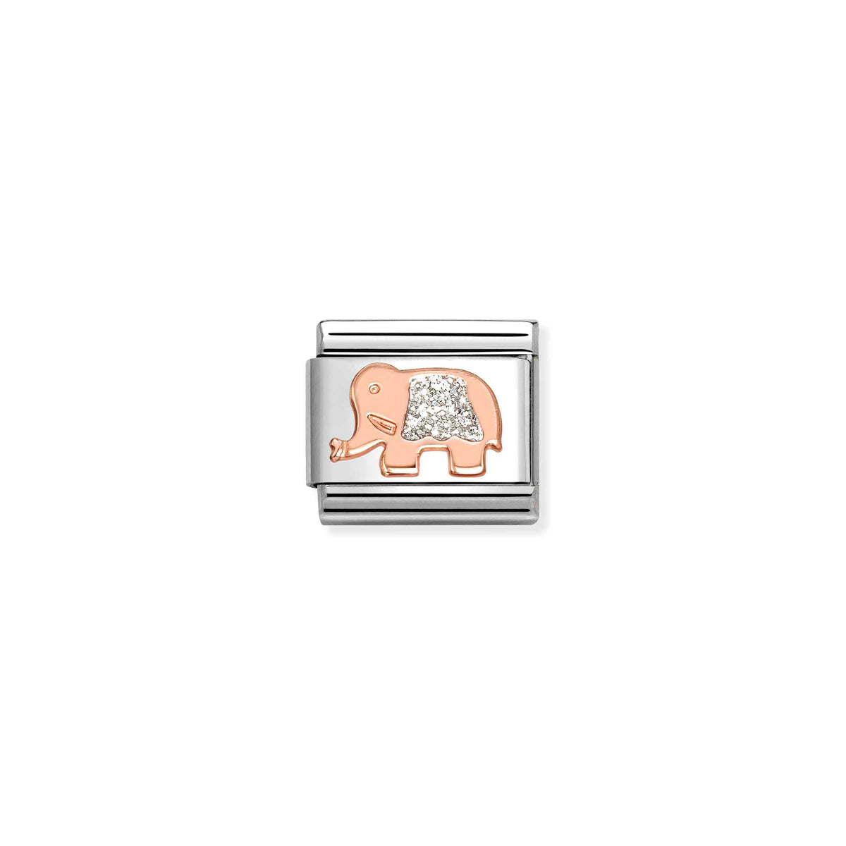 Composable Classic GLITTER SYMBOLS stainless steel, enamel and 9k gold Elephant