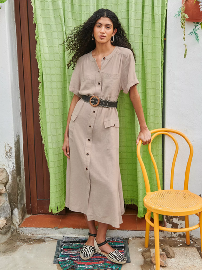 Hazel Linen Blend Shirt Dress