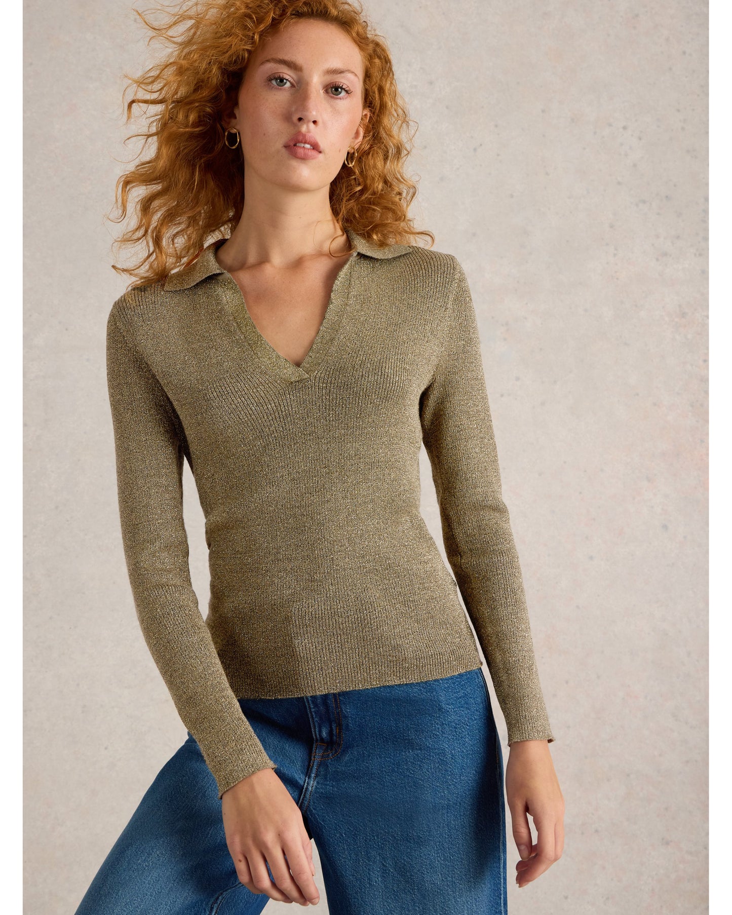 Riley Sparkle Rib Collar Jumper