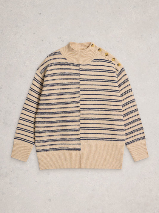 Mix Stripe Stand Neck Jumper