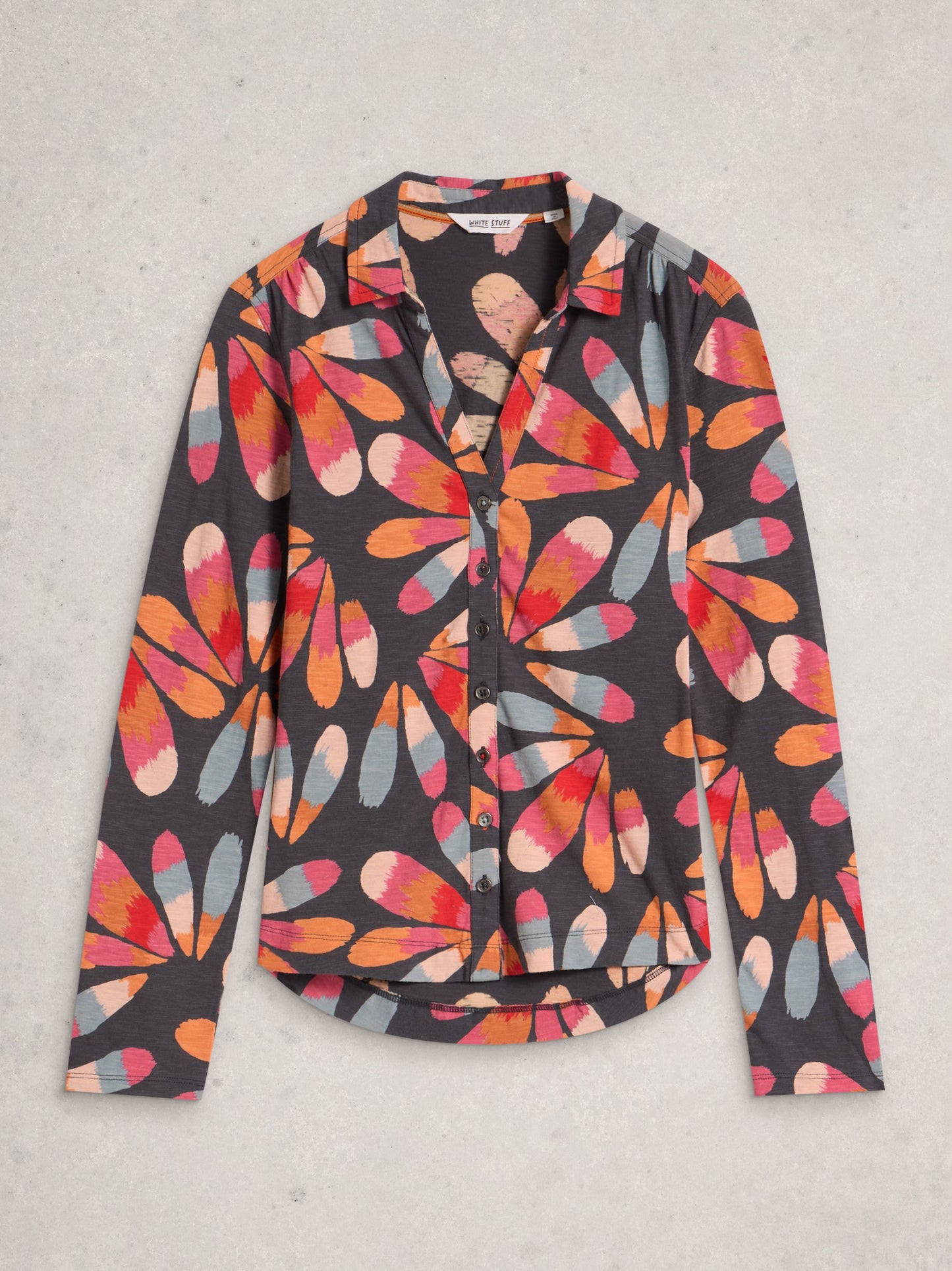 ANNIE JERSEY COLLARED MID LENGTH SHIRT