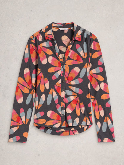 ANNIE JERSEY COLLARED MID LENGTH SHIRT