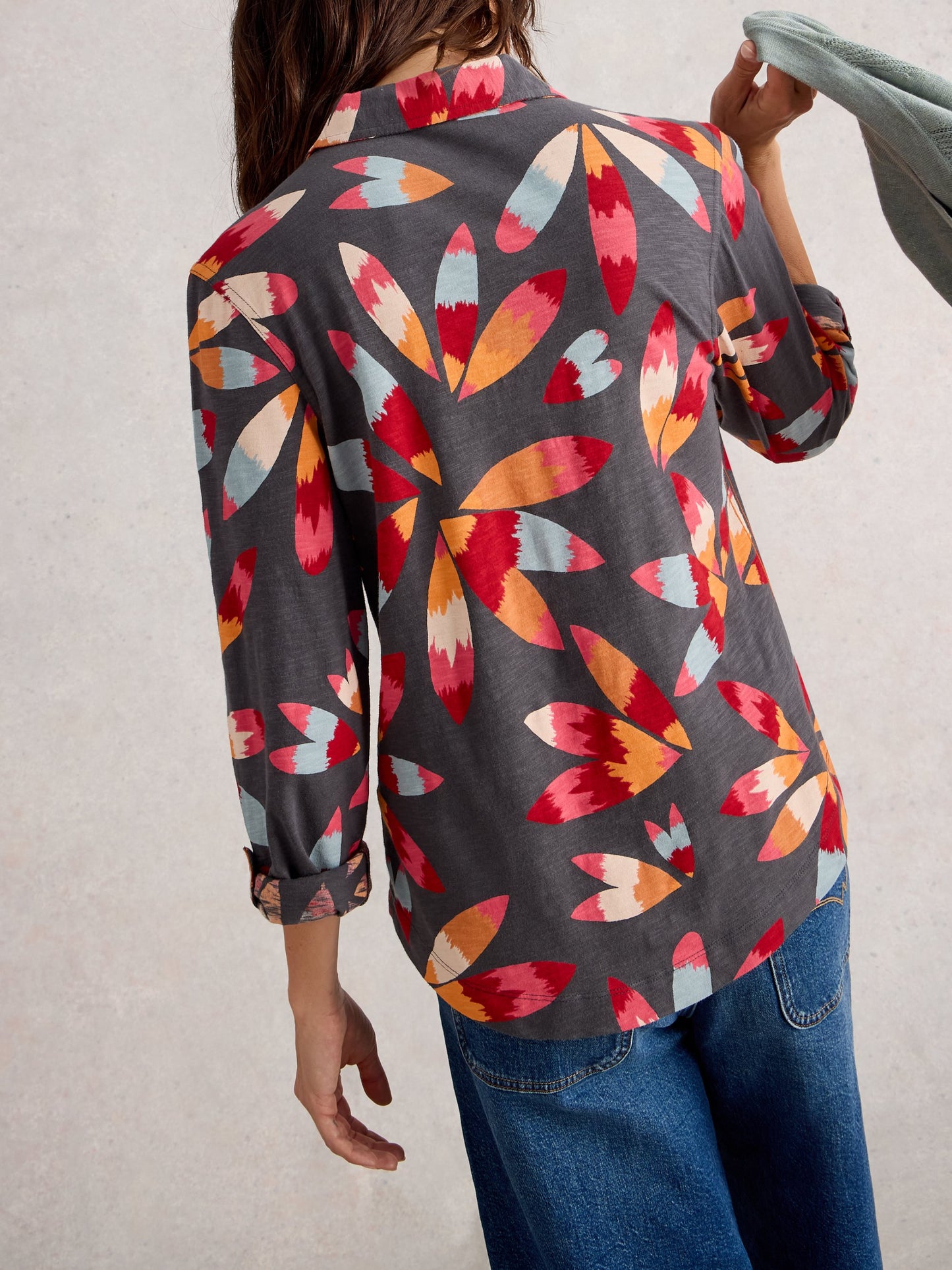 ANNIE JERSEY COLLARED MID LENGTH SHIRT