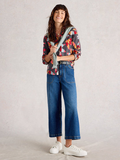 ANNIE JERSEY COLLARED MID LENGTH SHIRT