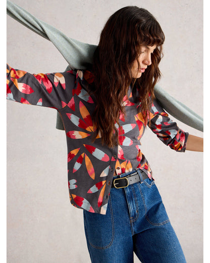 ANNIE JERSEY COLLARED MID LENGTH SHIRT