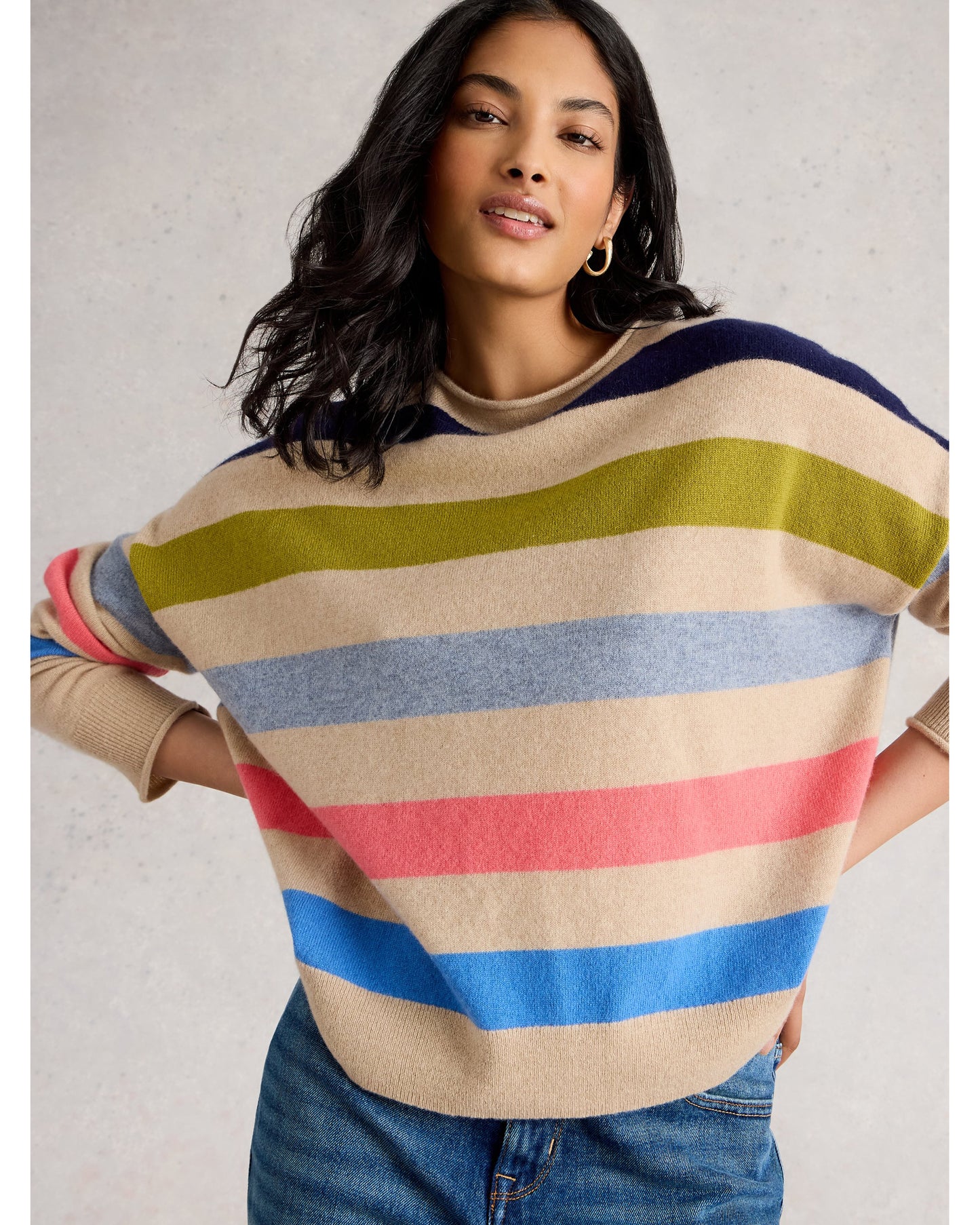 KITTY STRIPE CASHMERE JUMPER