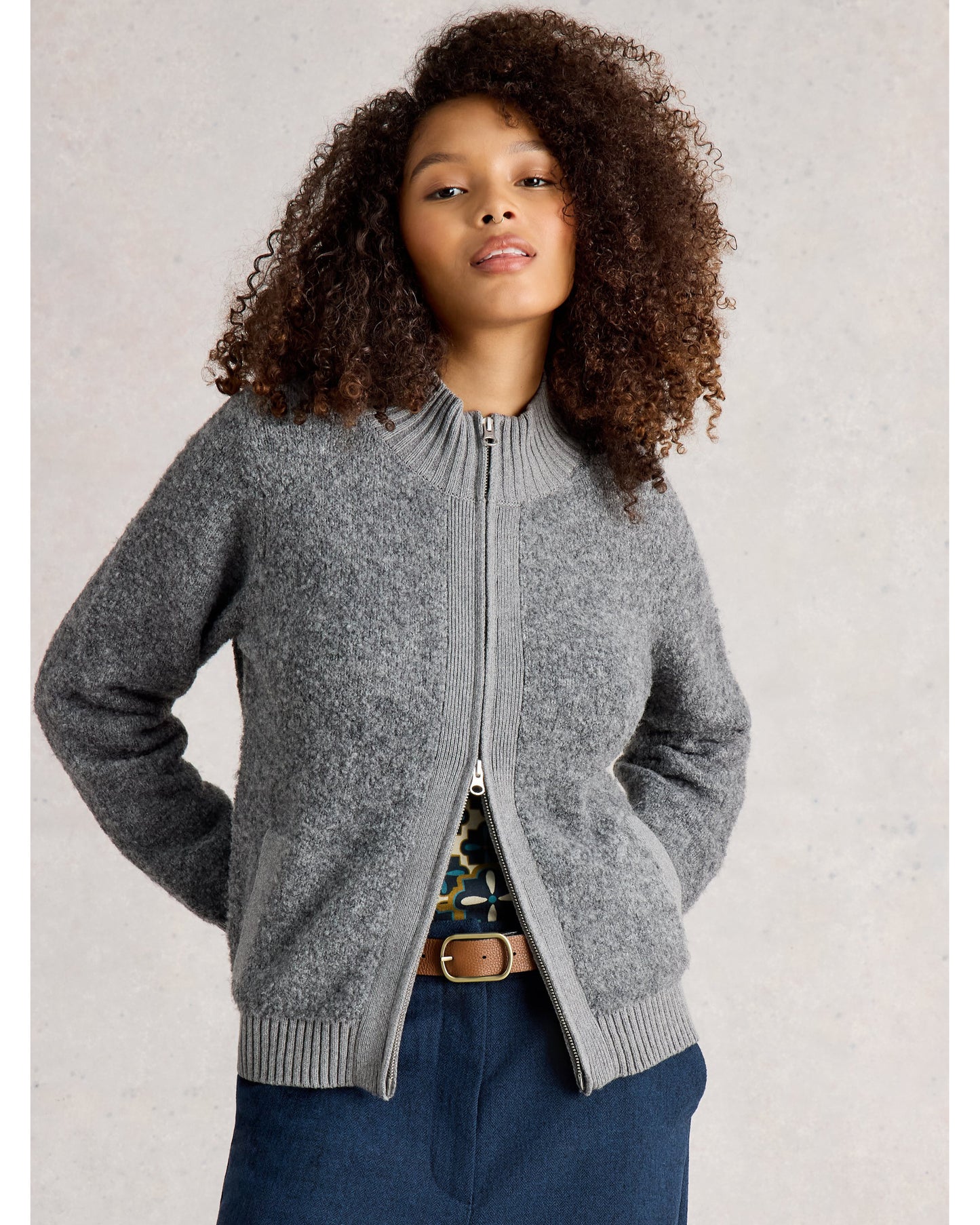 BOBBY BOUCLE ZIP CARDI