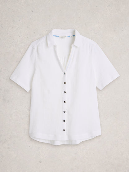 ANNIE SHORT SLEEVE SHIRT DOUBLE CLOTH