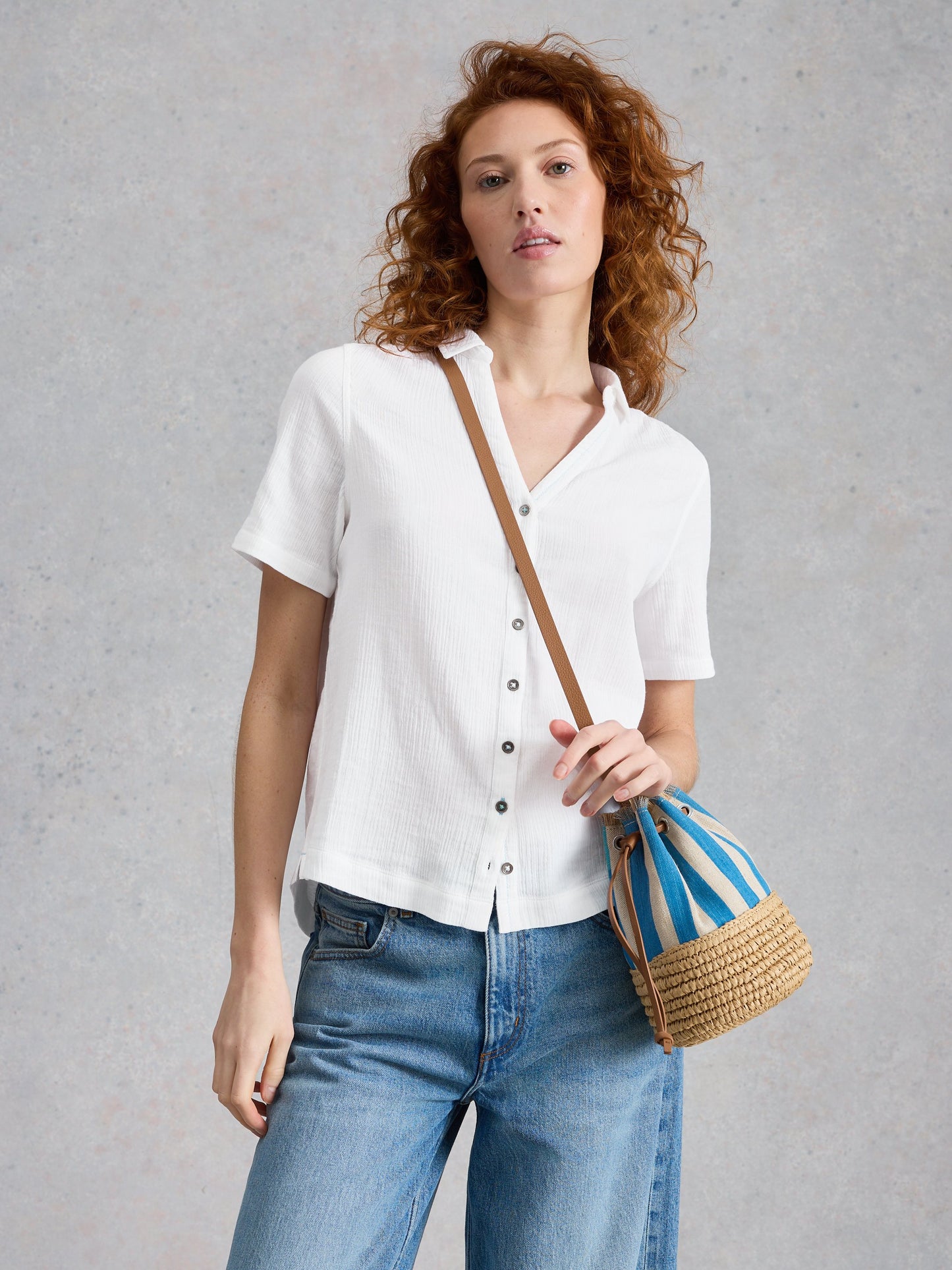 ANNIE SHORT SLEEVE SHIRT DOUBLE CLOTH
