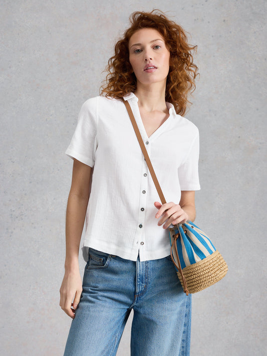 ANNIE SHORT SLEEVE SHIRT DOUBLE CLOTH