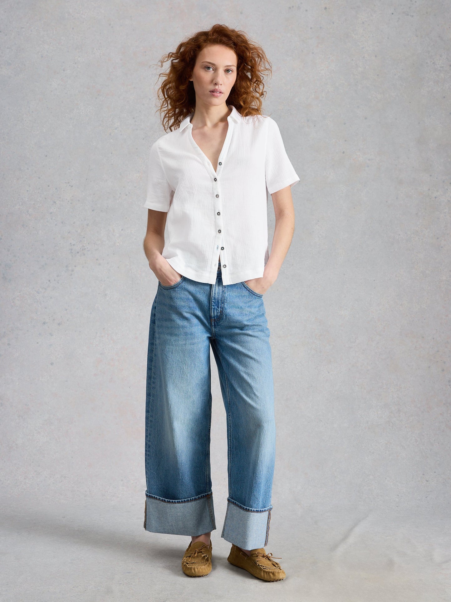 ANNIE SHORT SLEEVE SHIRT DOUBLE CLOTH