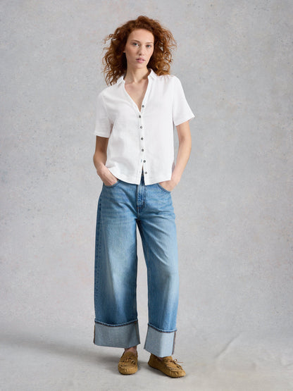 ANNIE SHORT SLEEVE SHIRT DOUBLE CLOTH