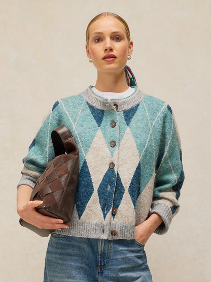 Argyle Check Cardi