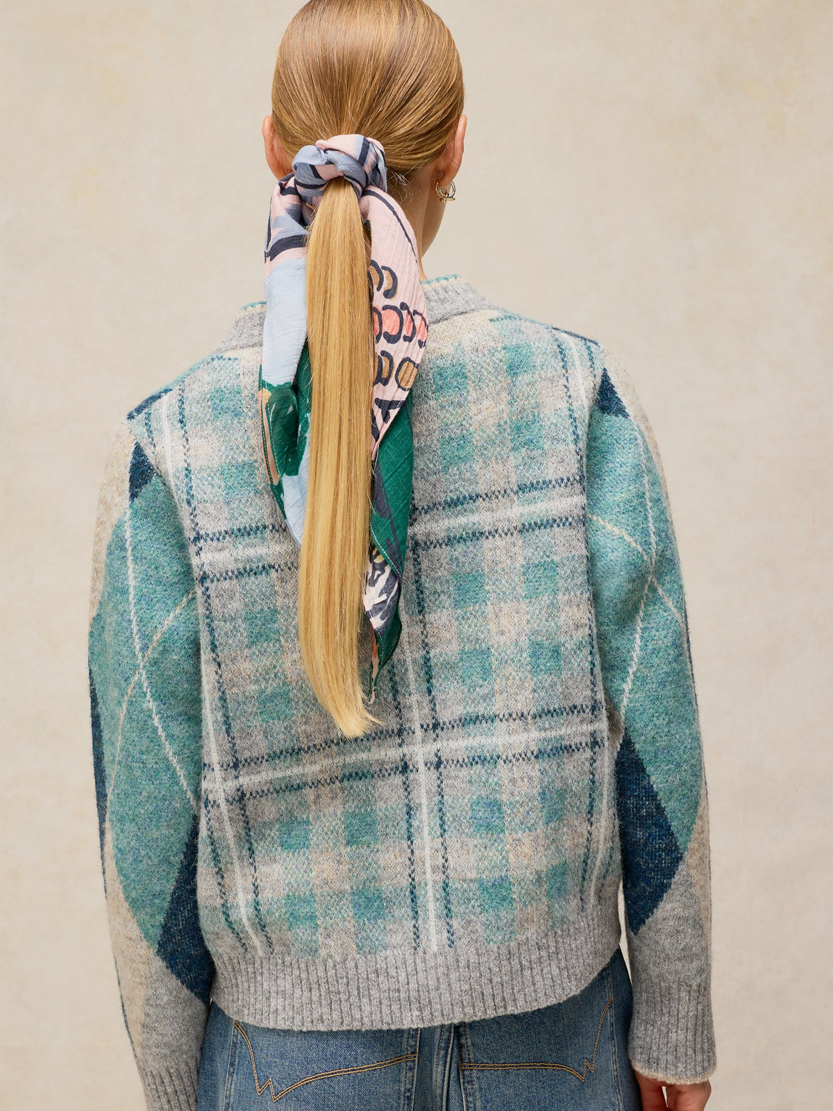 Argyle Check Cardi