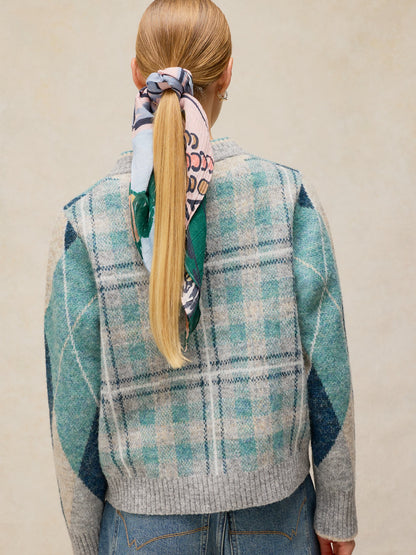Argyle Check Cardi