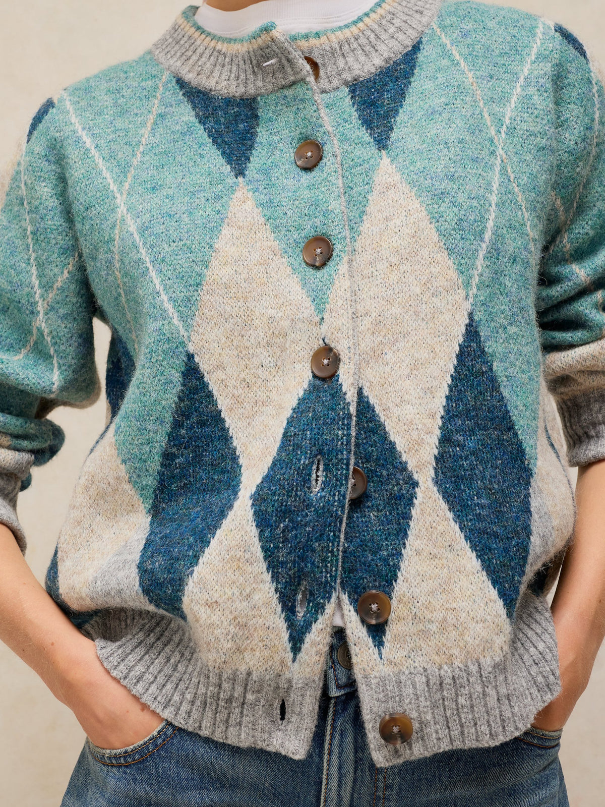 Argyle Check Cardi