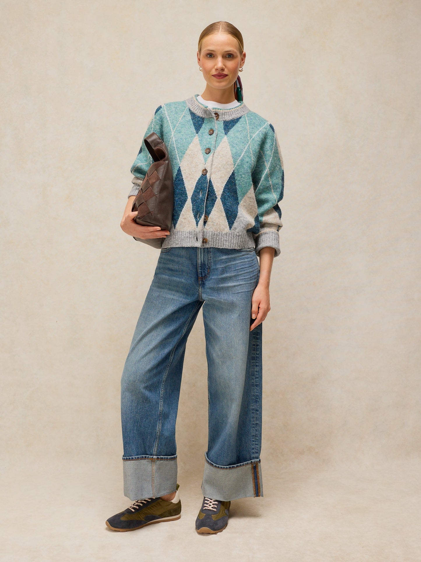 Argyle Check Cardi