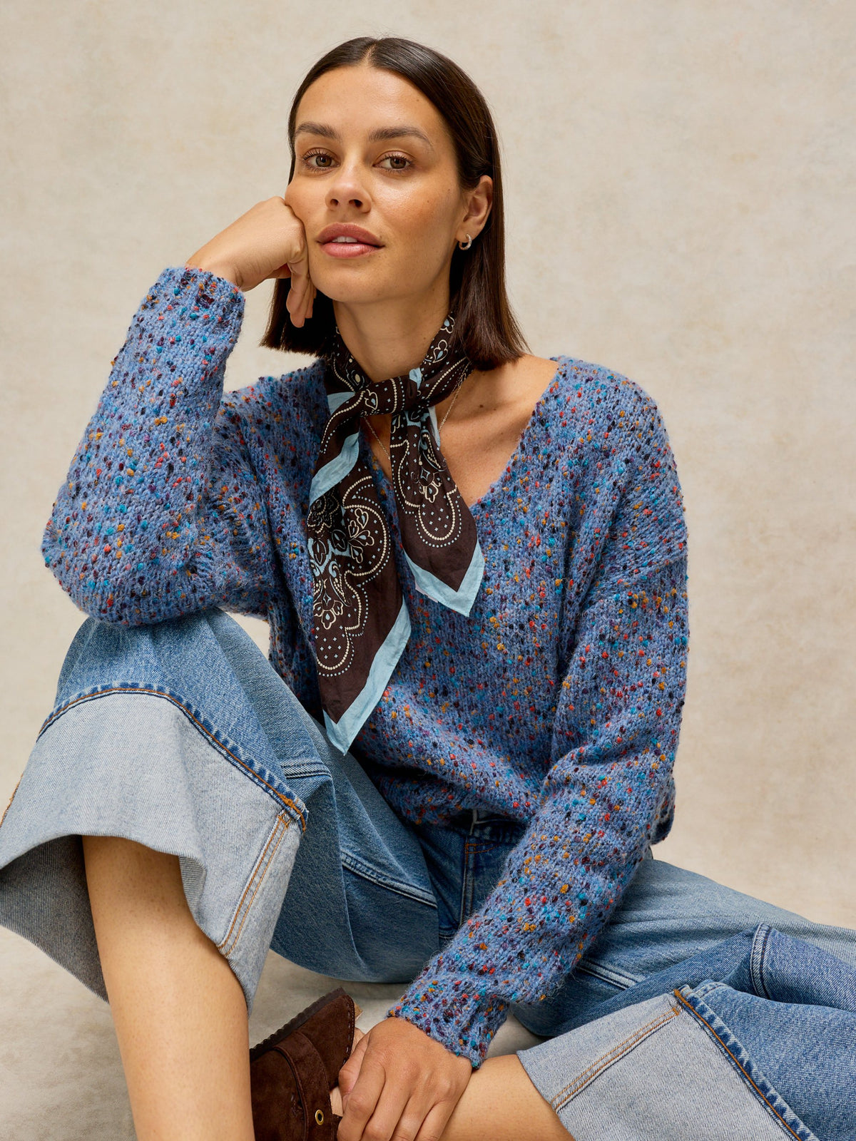 Texture V Neck Jumper