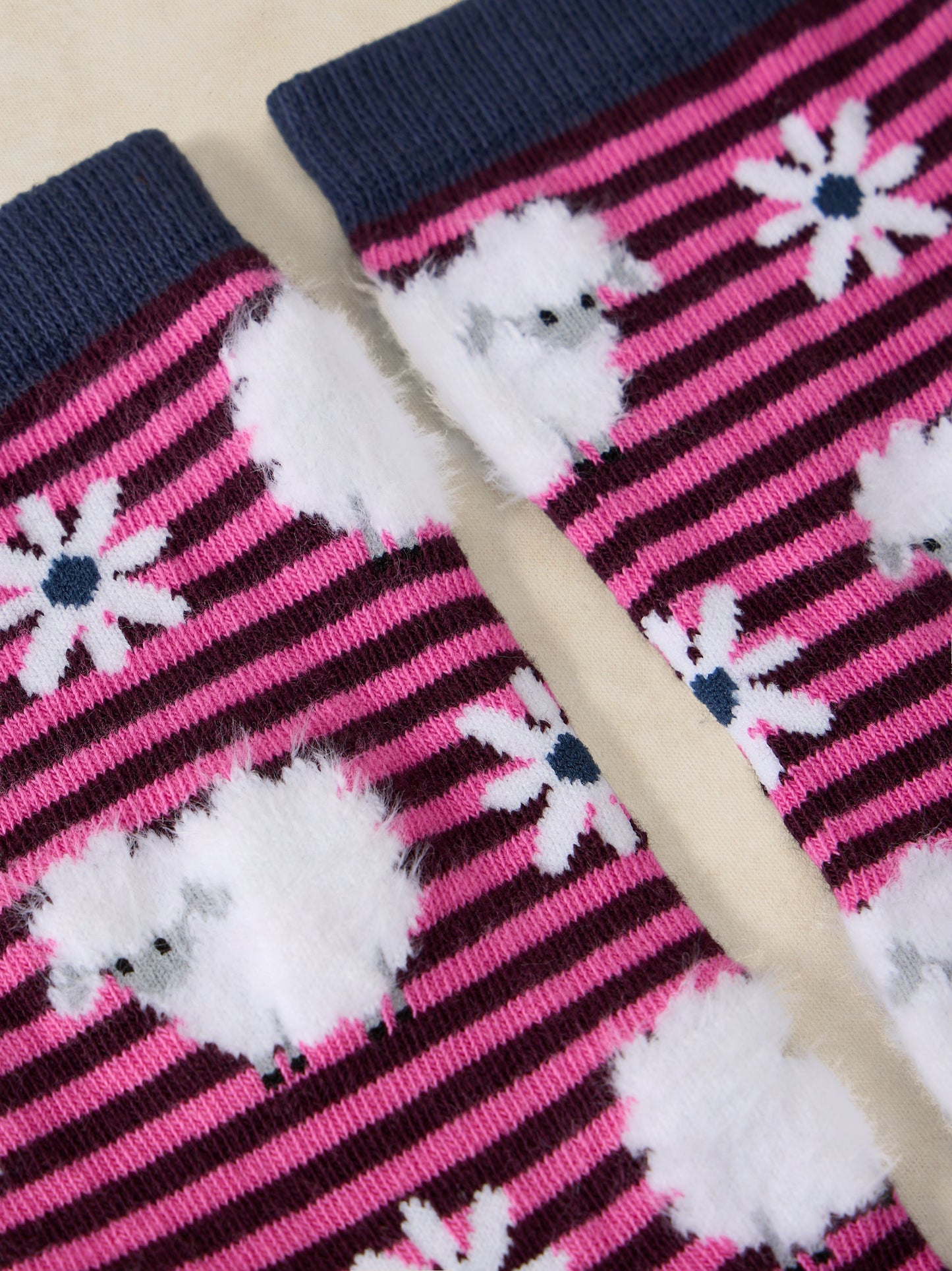 Fluffy Stripe Sheep Ankle Sock