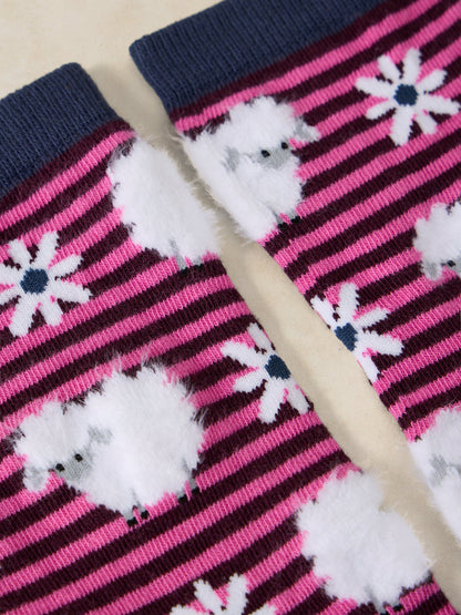 Fluffy Stripe Sheep Ankle Sock