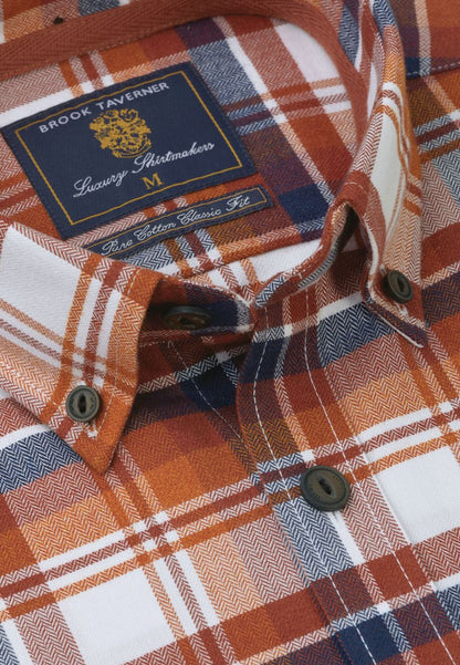 Regular Fit Rust Jaspe Check Cotton Shirt