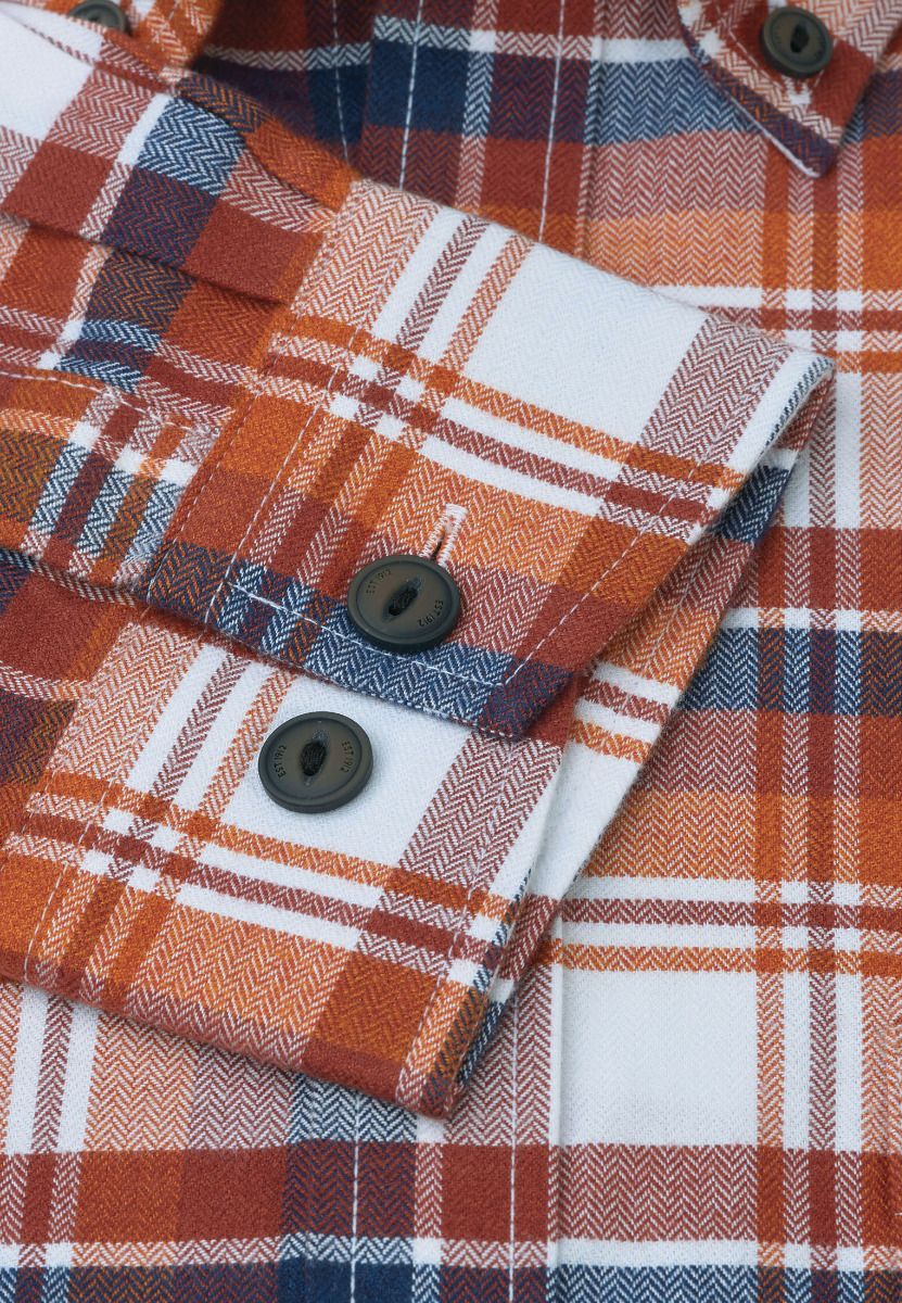 Regular Fit Rust Jaspe Check Cotton Shirt