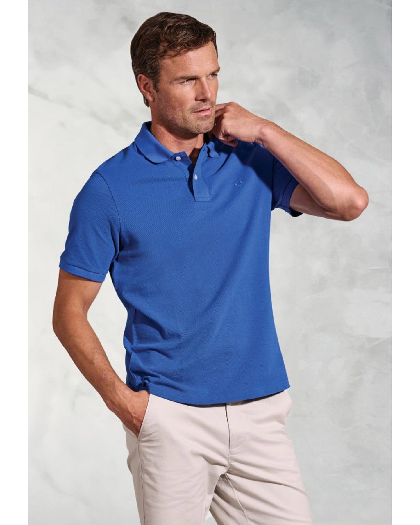 Firth Blue Pure Cotton Piqué Polo Shirt